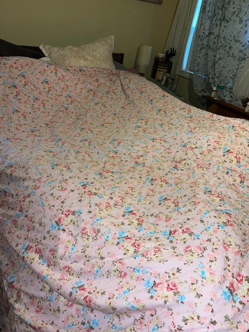 Fadfay~ Floral Pink 100% Cotton Duvet Cover with Roses ~ 86x73”
